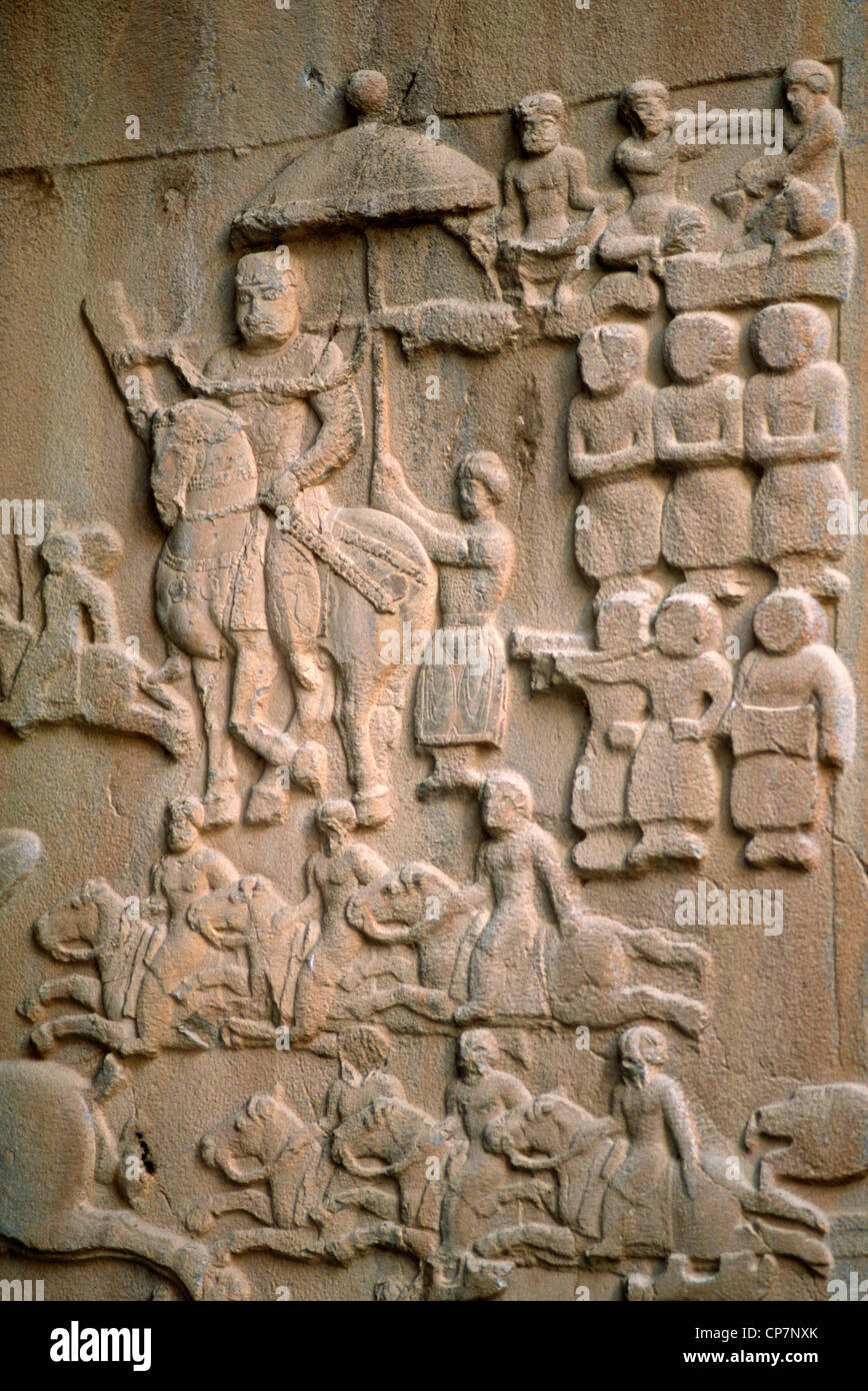 Iran, Kermanshah, Taq-é Bostan, Sassanian bas-reliefs, Stock Photo