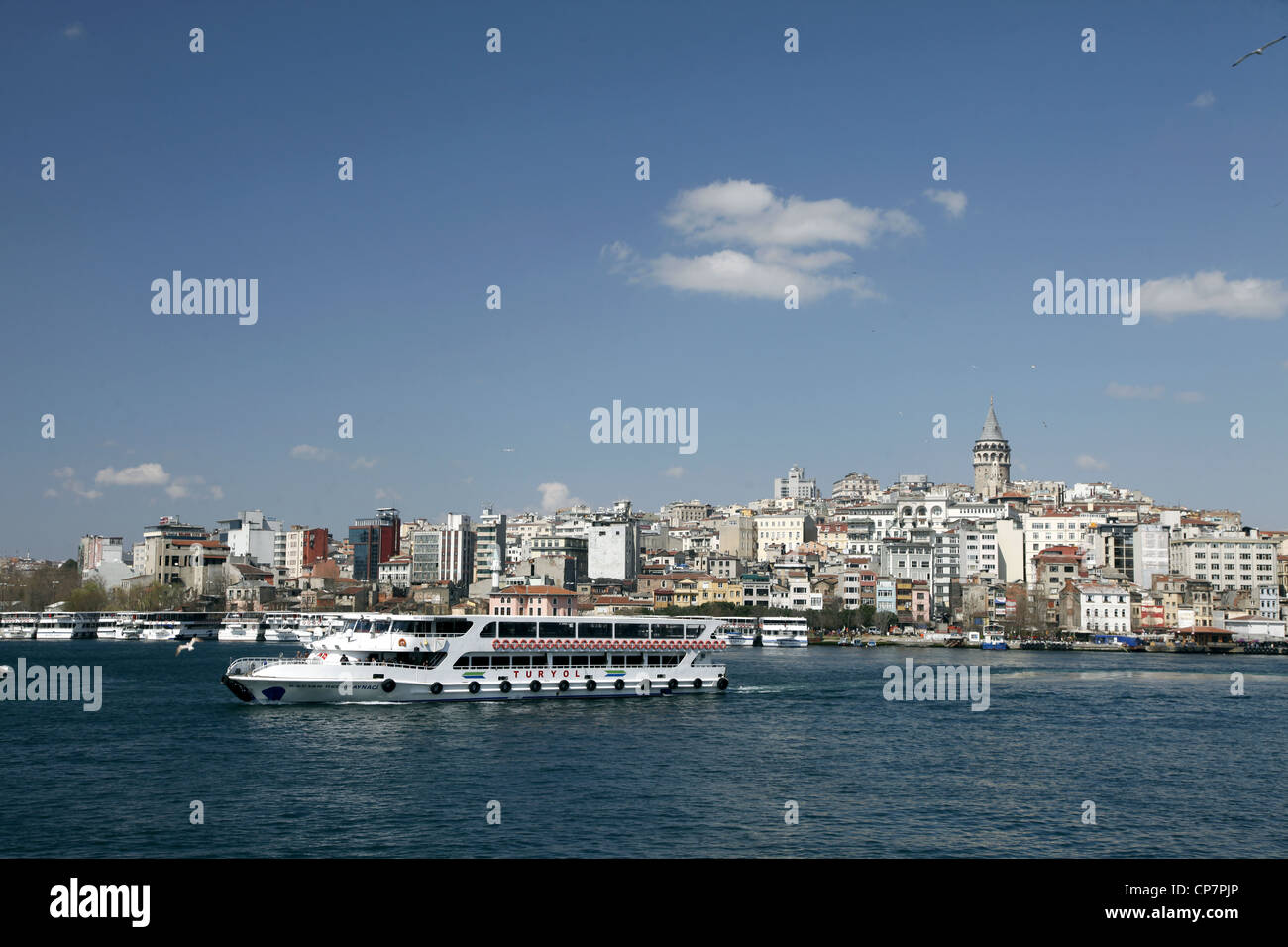 FERRY GALATA TOWER & BEYOGLU BEYOGLU ISTANBUL TURKEY 27 March 2012 Stock Photo