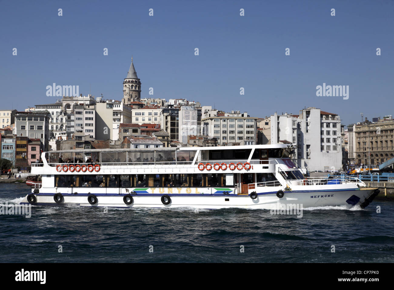 FERRY GALATA TOWER & BEYOGLU BEYOGLU ISTANBUL TURKEY 27 March 2012 Stock Photo