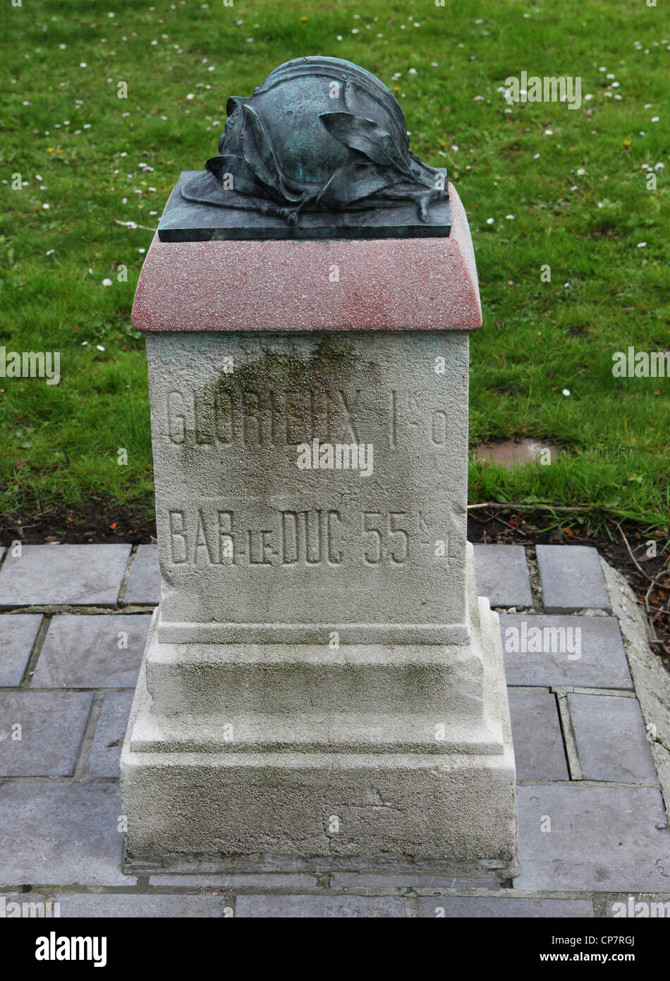 Voie sacree marker for the supply of Verdun during the Great War now at Oudenarde, Belgium Stock Photo