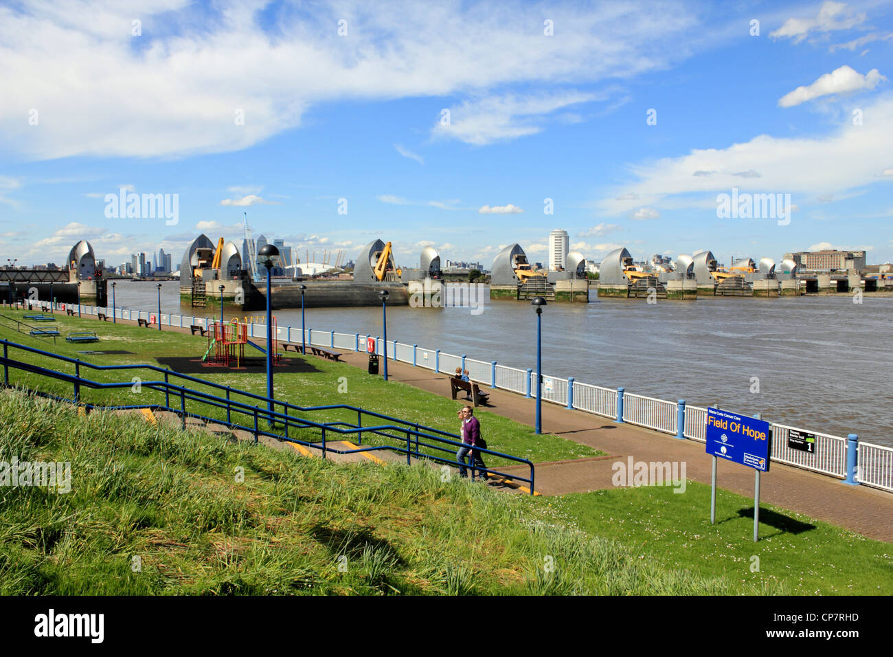 The Thames Barrier garden park in Woolwich London England UK Stock ...