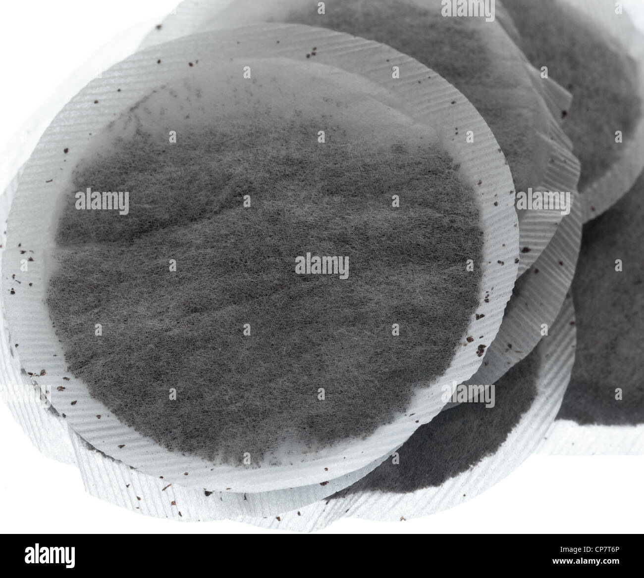 Round preforated tea bags full of english tea Stock Photo - Alamy