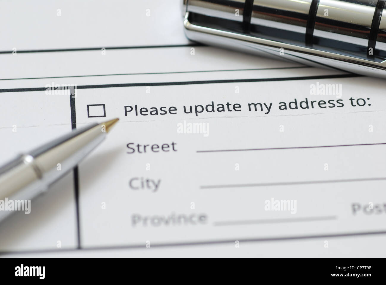 Prepare filling address form in office Stock Photo