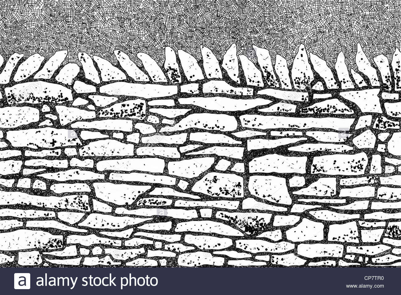 Drawing Of A Dry Stone Wall Stock Photo Alamy