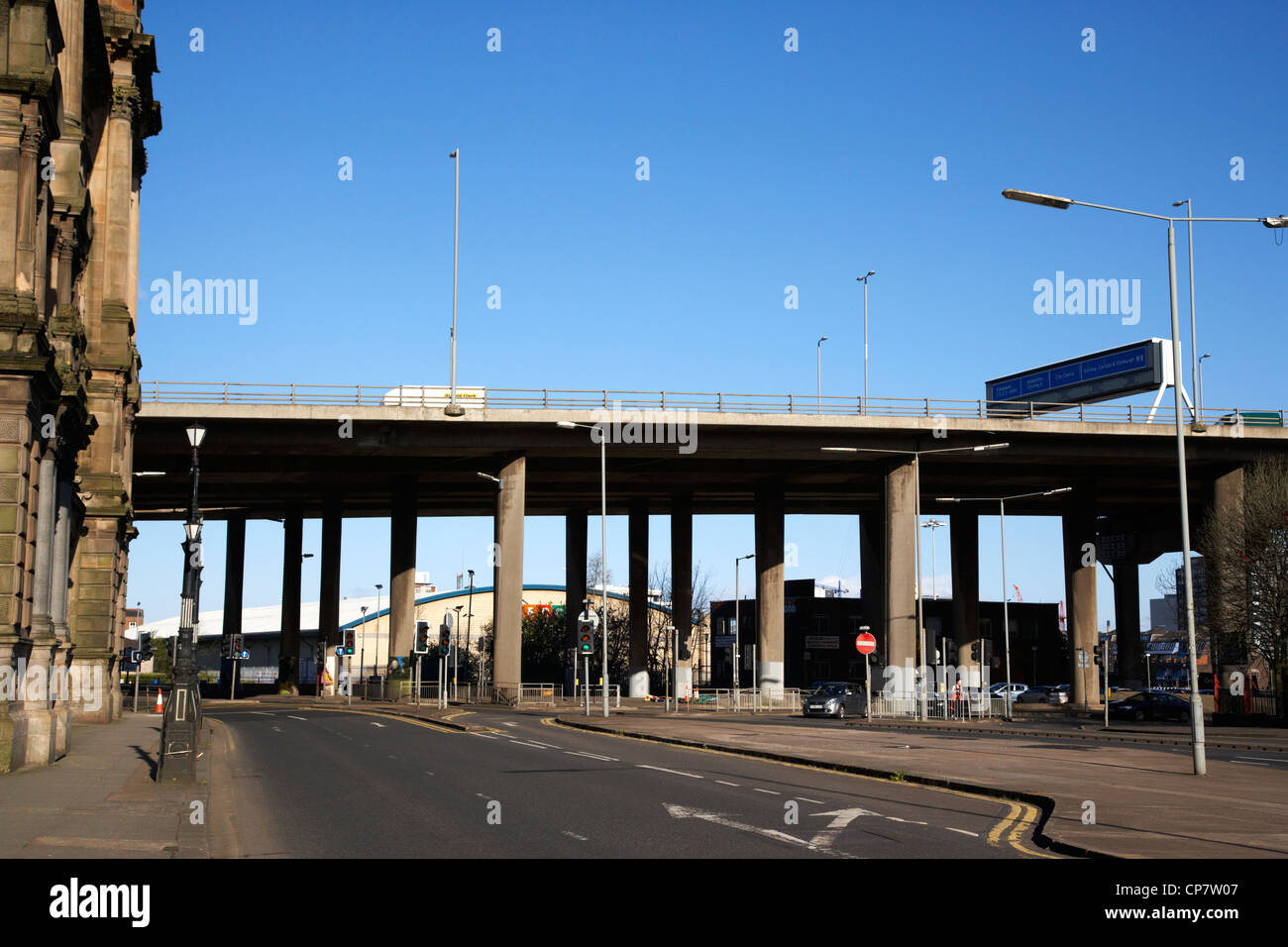 elevated M8 motorway in Glasgow city centre Scotland UK Stock Photo