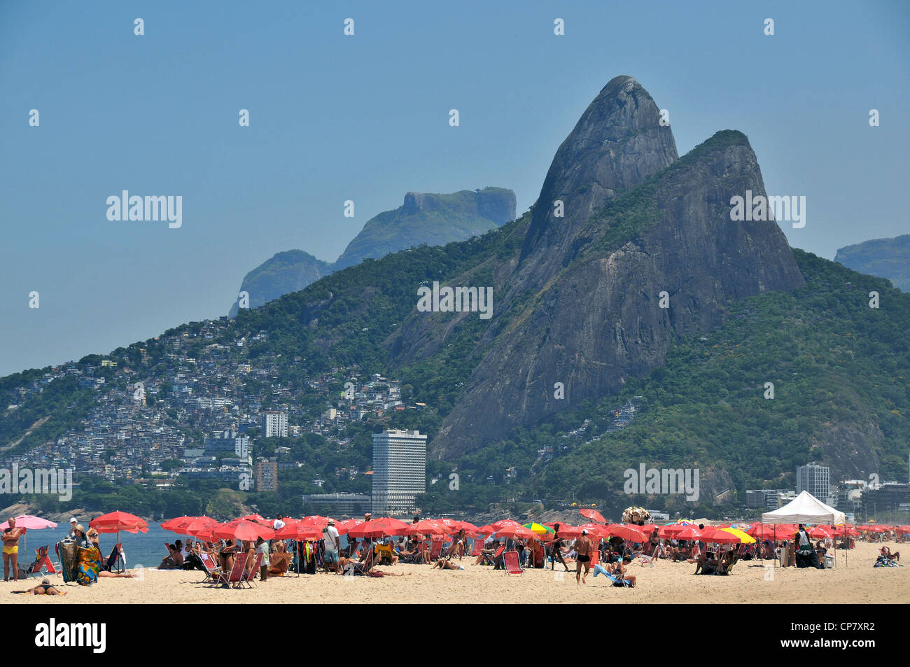 Leblon beach, Morro Dois Irmaos, Rio de Janeiro, Brazil Stock Photo