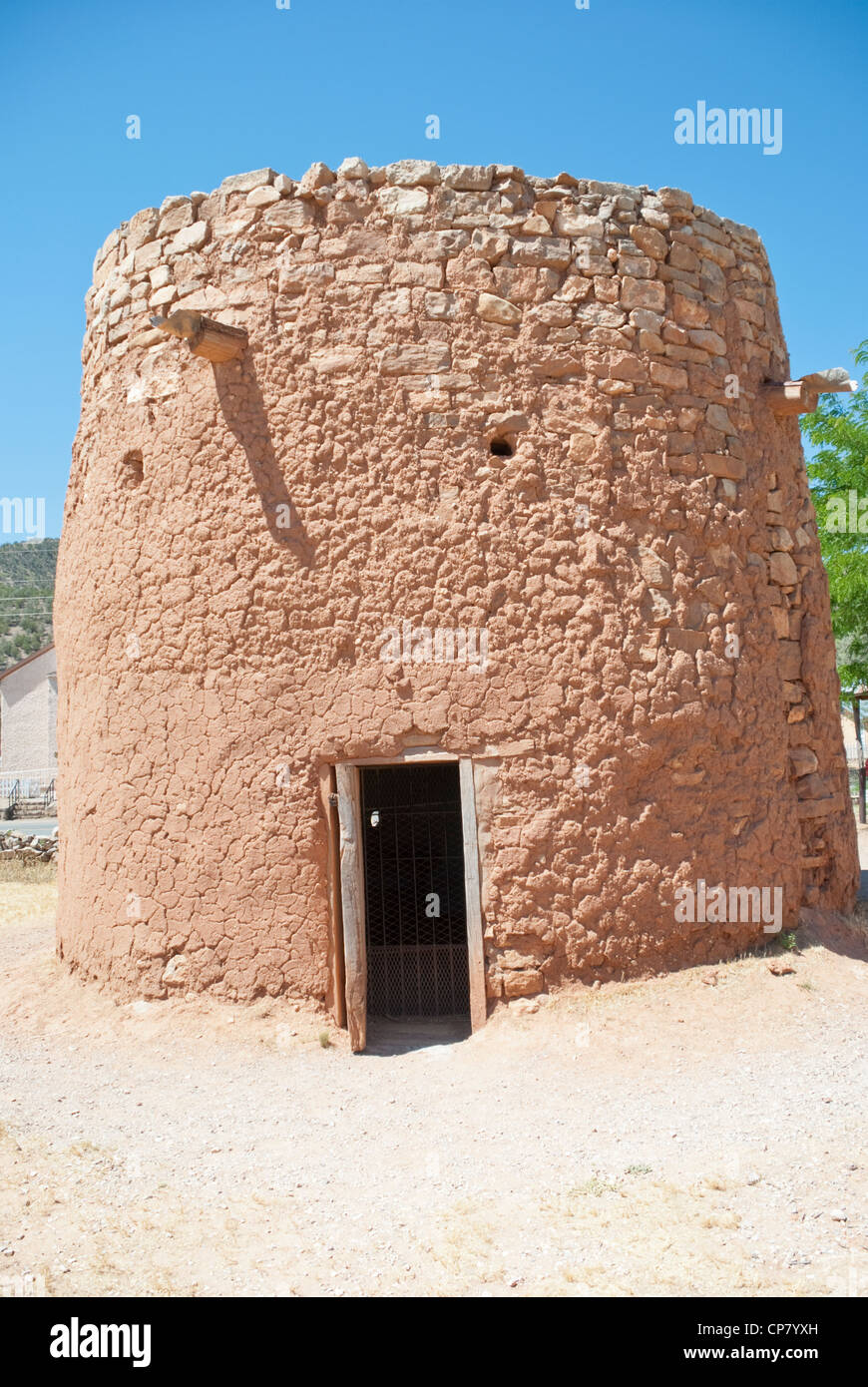 The Torreon in Lincoln, built in the 1850's was used for protection against the Apache Indians. Stock Photo