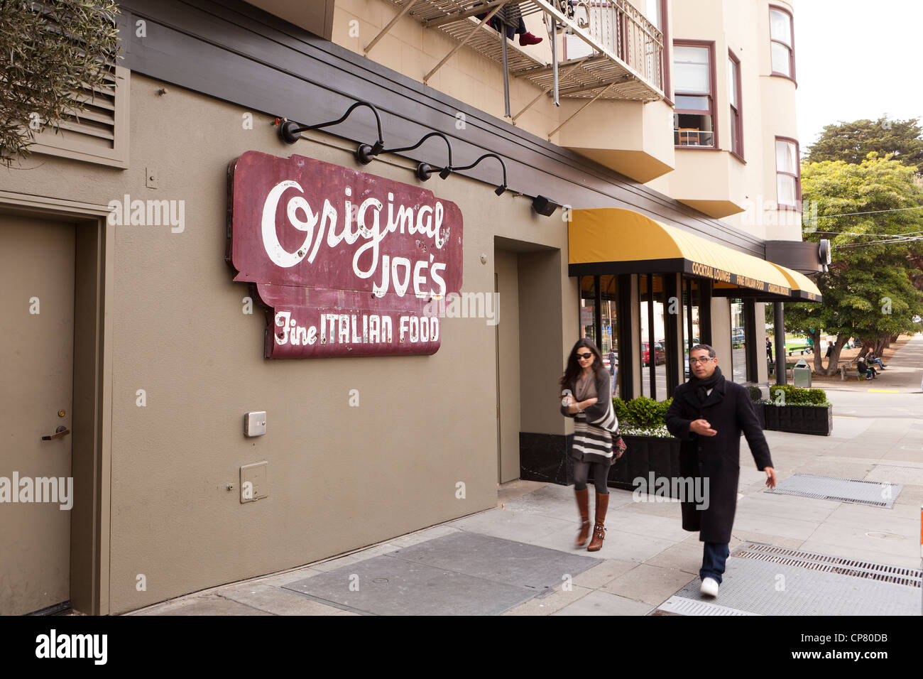 Original Joe's restaurant sign in Little Italy, San Francisco Stock Photo