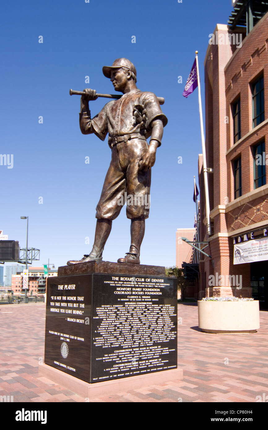 Statue of The Player outside Coors Field Baseball Stadium, Colorado