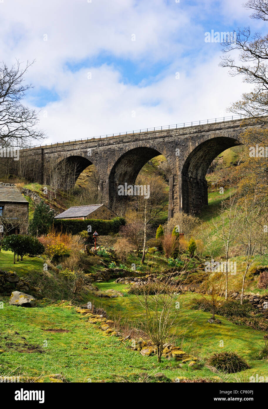 Aisgill Viaduct, Settle to Carlisle rail line. Mallerstang, Yorkshire Dales National Park, Cumbria, England, United Kingdom. Stock Photo