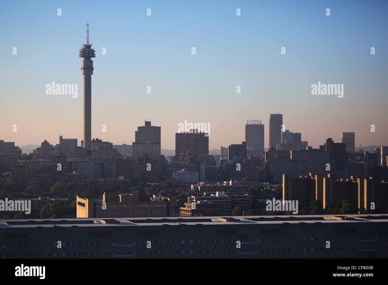 Johannesburg skyline, Telkom Tower in early morning light Stock Photo