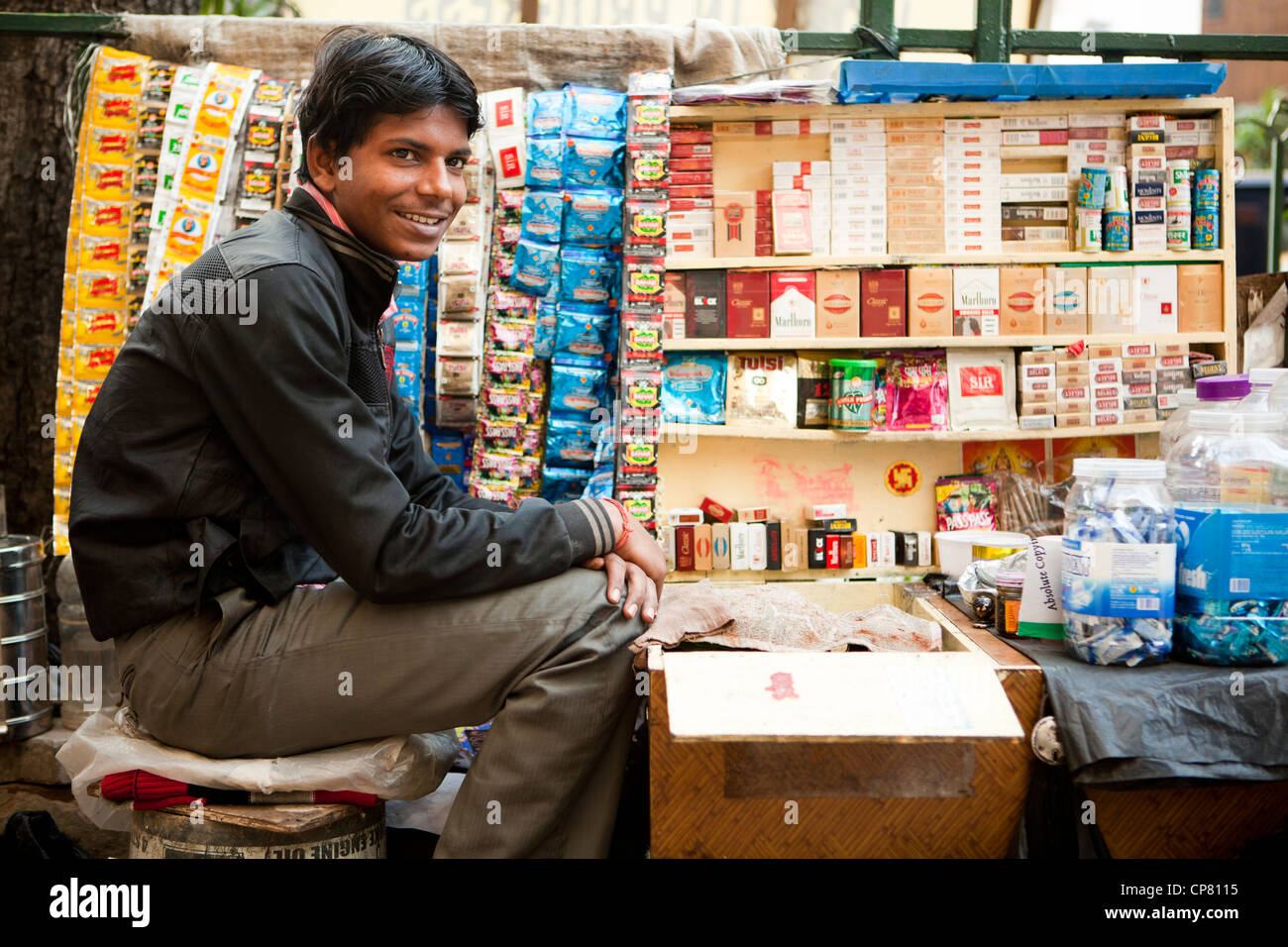 Young boy selling the chewing tobacco in Calcutta (Kolkata), India