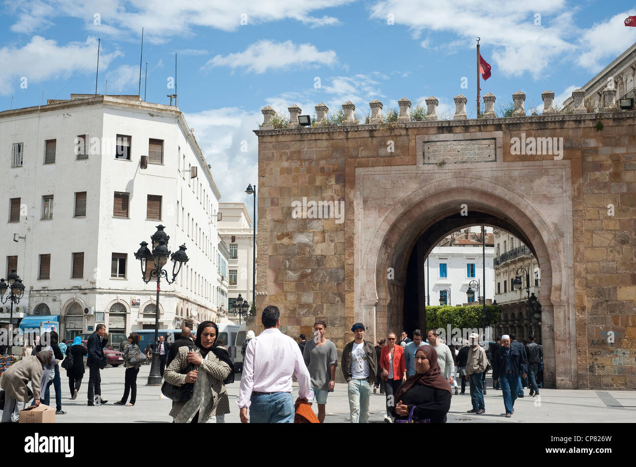 Tunis, Tunisia Bab el Bahr or Porte de France entrance gate to the