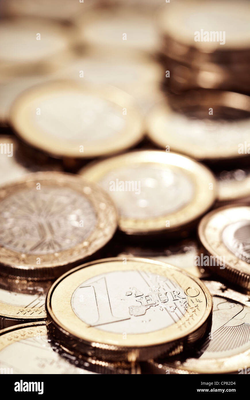 A large amount of  lying € coins. Stock Photo