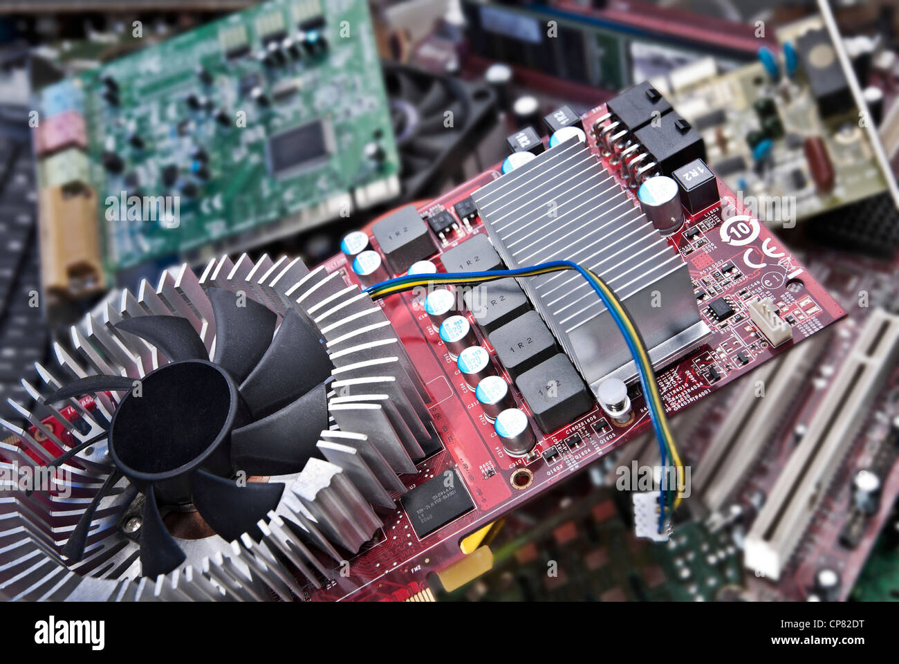 Detail of multiple electronic waste. Stock Photo