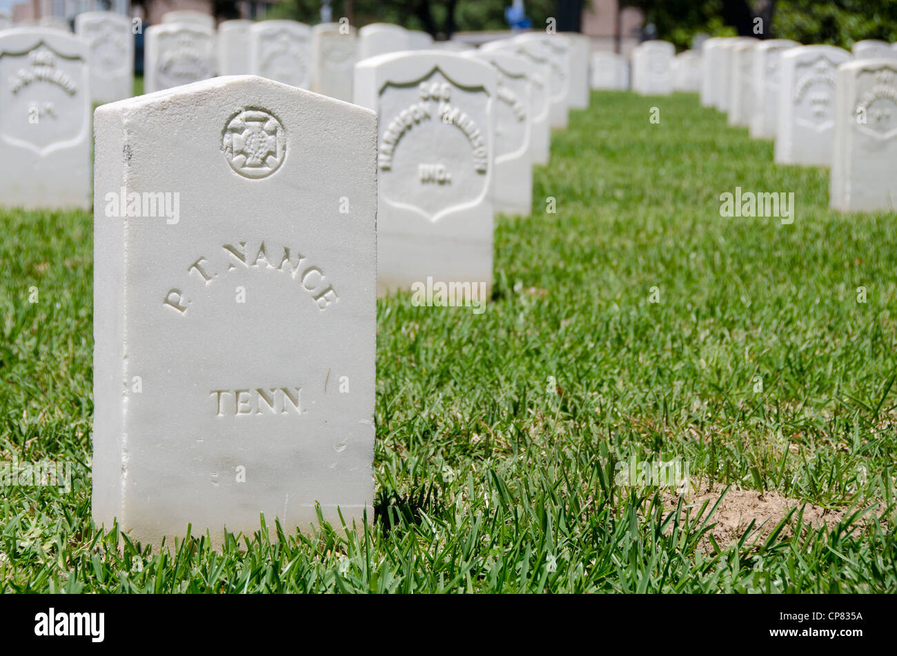 Louisiana, Baton Rouge. National Cemetery, established in 1867. One of the few confederate grave markers. Stock Photo