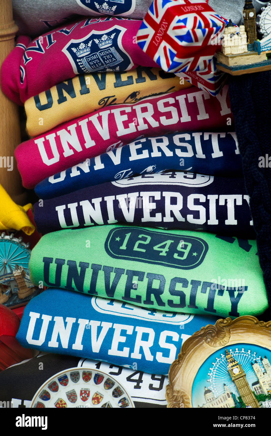 University sweat shirts in a shop window. Oxford, Oxfordshire, England Stock Photo