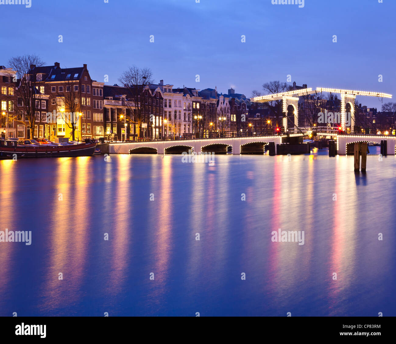 Magere Brug or Skinny Bridge in Amsterdam Stock Photo