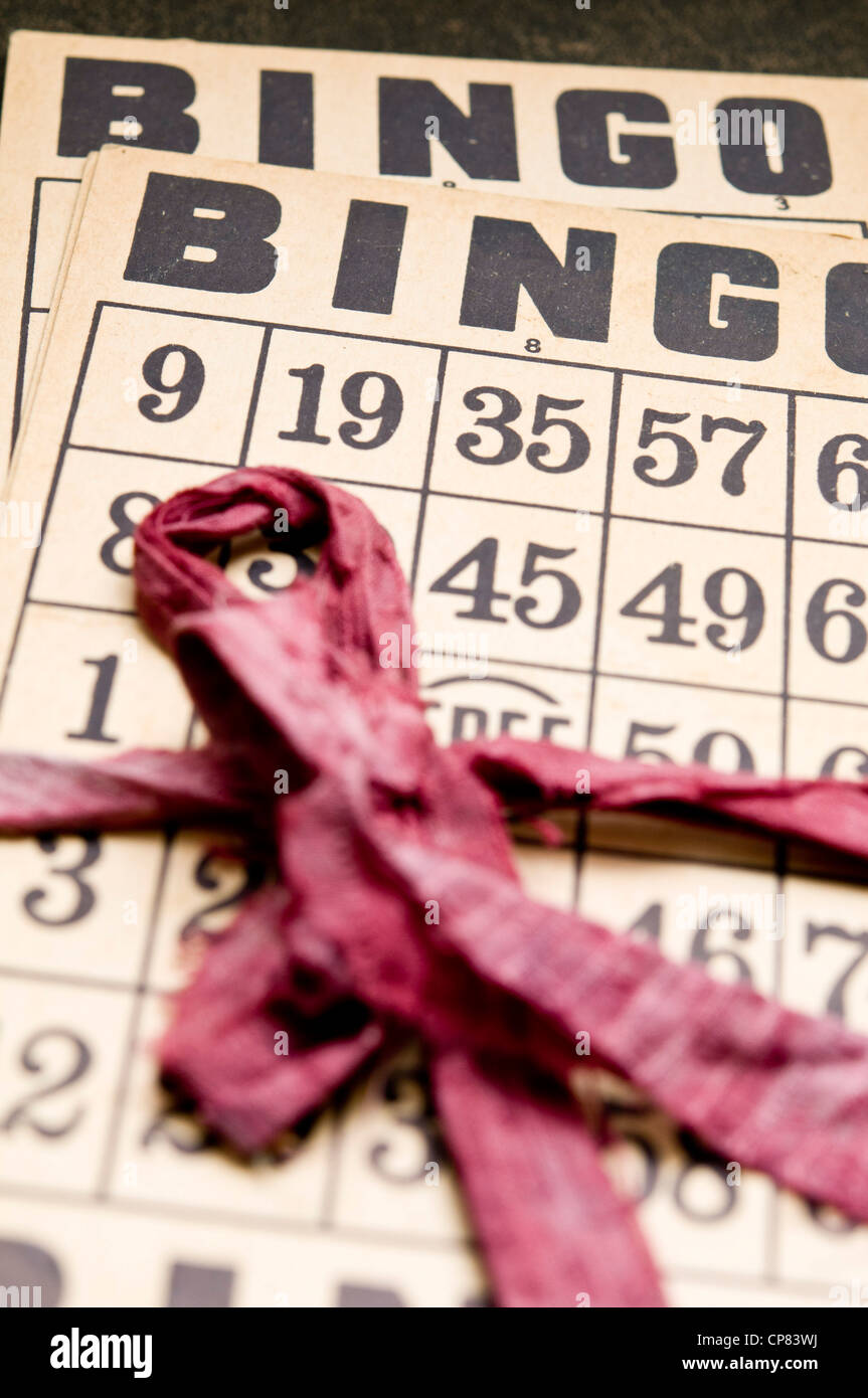 retro bingo cards tied with a ribbon Stock Photo - Alamy