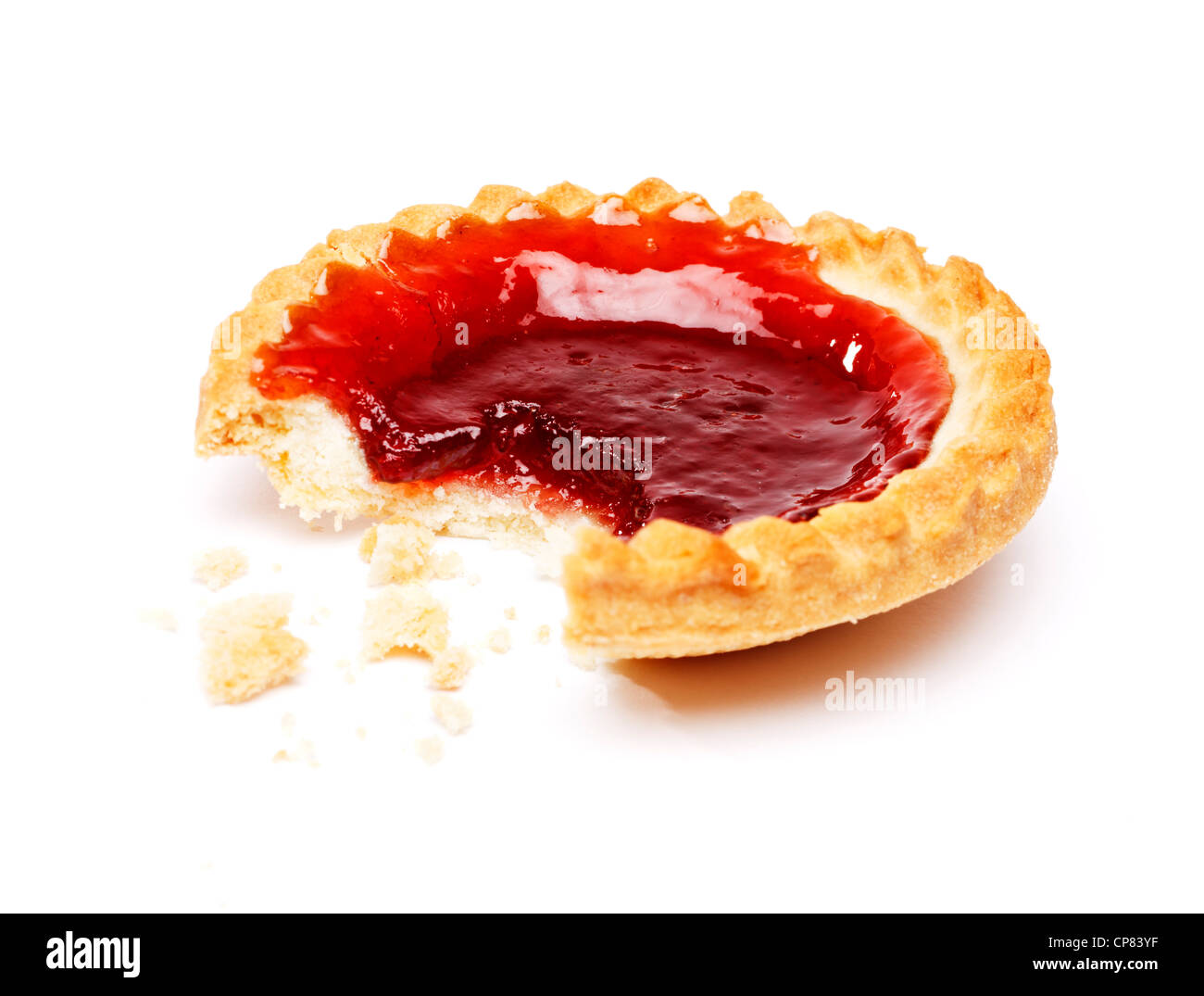 Half eaten jam tart Stock Photo