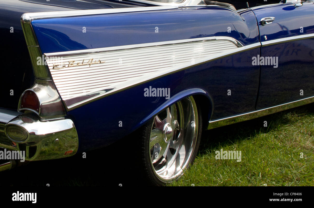 Offside rear fender (wing) of a 1957 Chevrolet at a classic car show in Surrey, England in 2011 Offside rear fender (wing) of a 1957 Chevrolet at a classic car show in Surrey, England in 2011