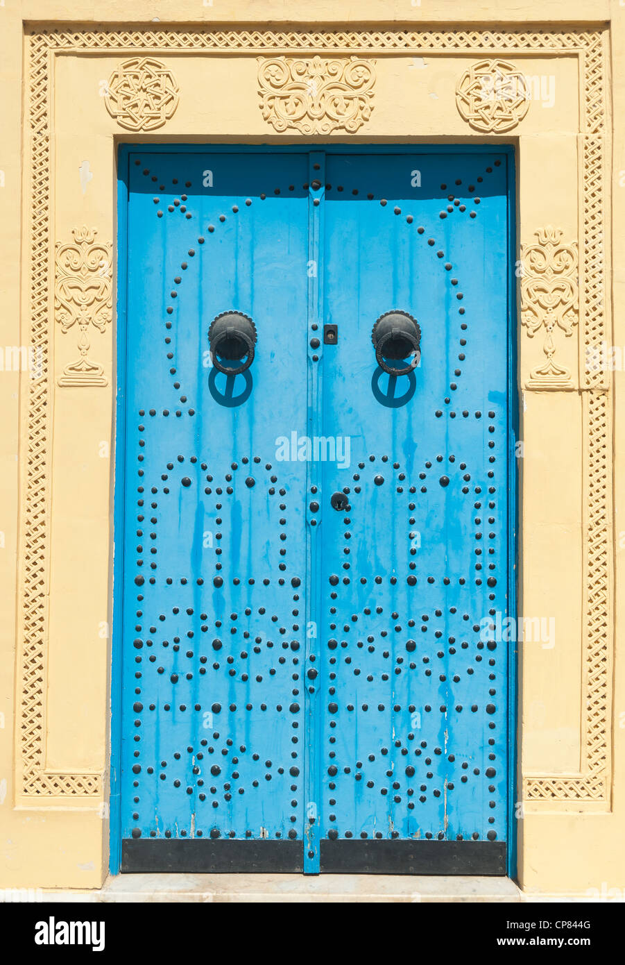 Sidi Bou Said - Traditional studded door. Stock Photo