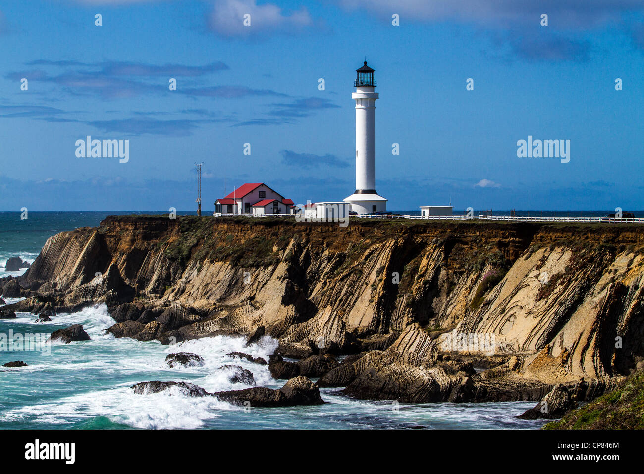Point Arena Lighthouse in Mendocino County in Northern California Stock