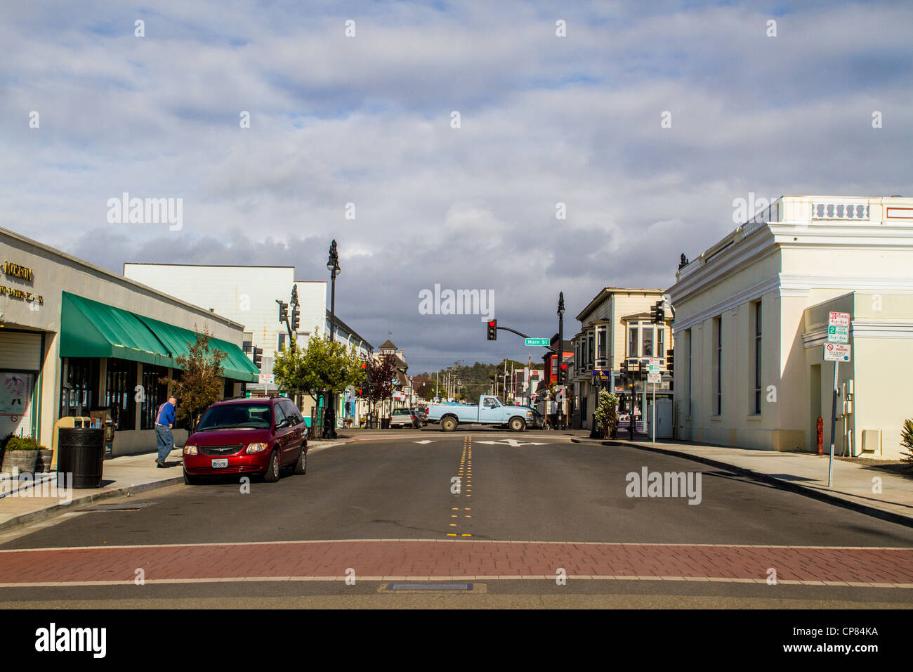 East Laurel street in the California North Coast Town of Fort Bragg ...