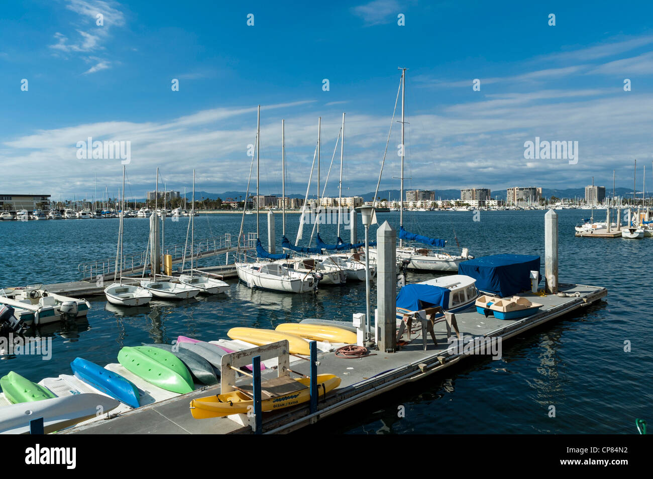 Boats moored at Marina del Rey, California, USA Stock Photo