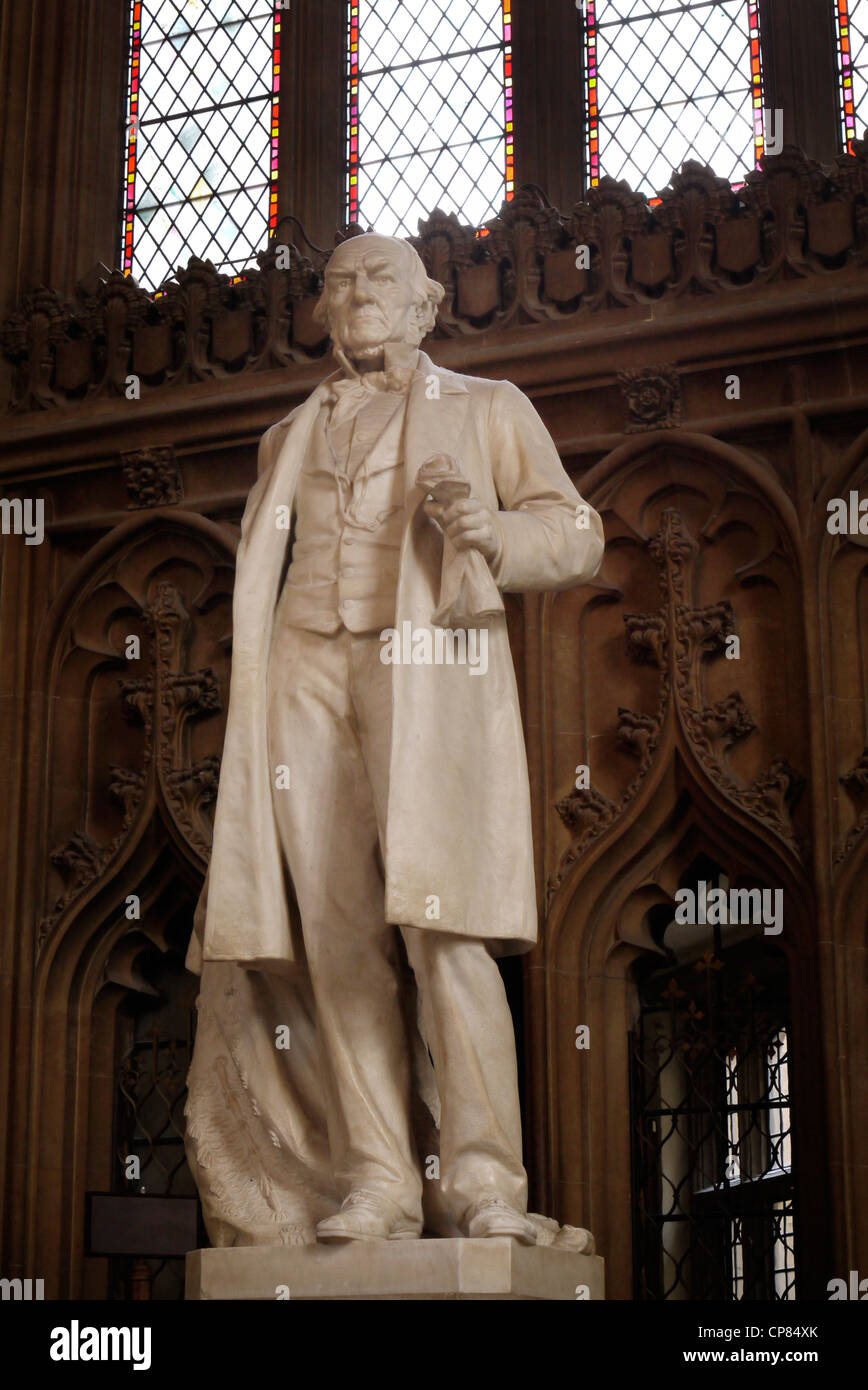 Statue of William Ewart Gladstone, Prime Minister, the Central Lobby, Houses of Parliament, Palace of Westminster, London, England Stock Photo