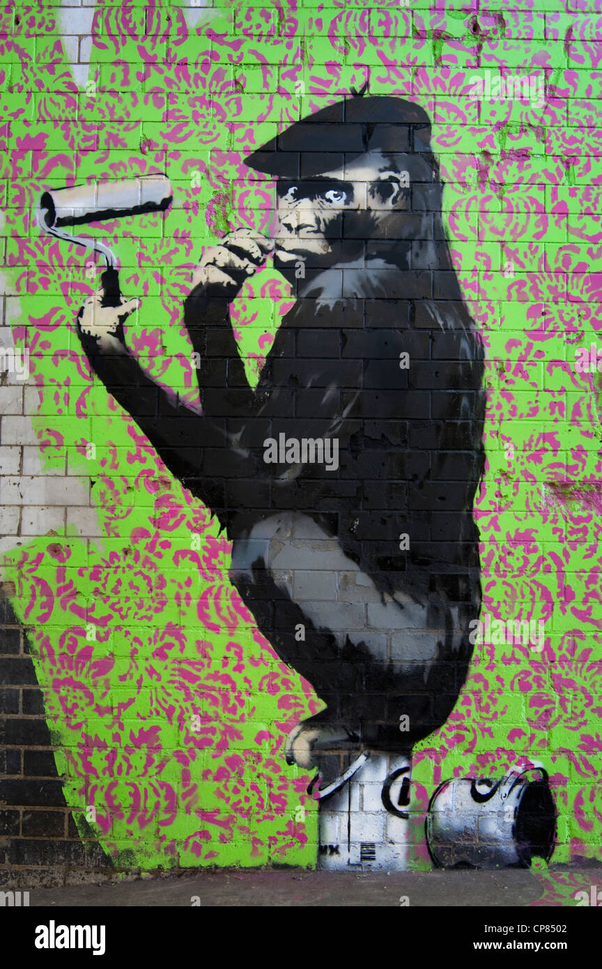 Banksy piece at the Cans Festival in London Stock Photo