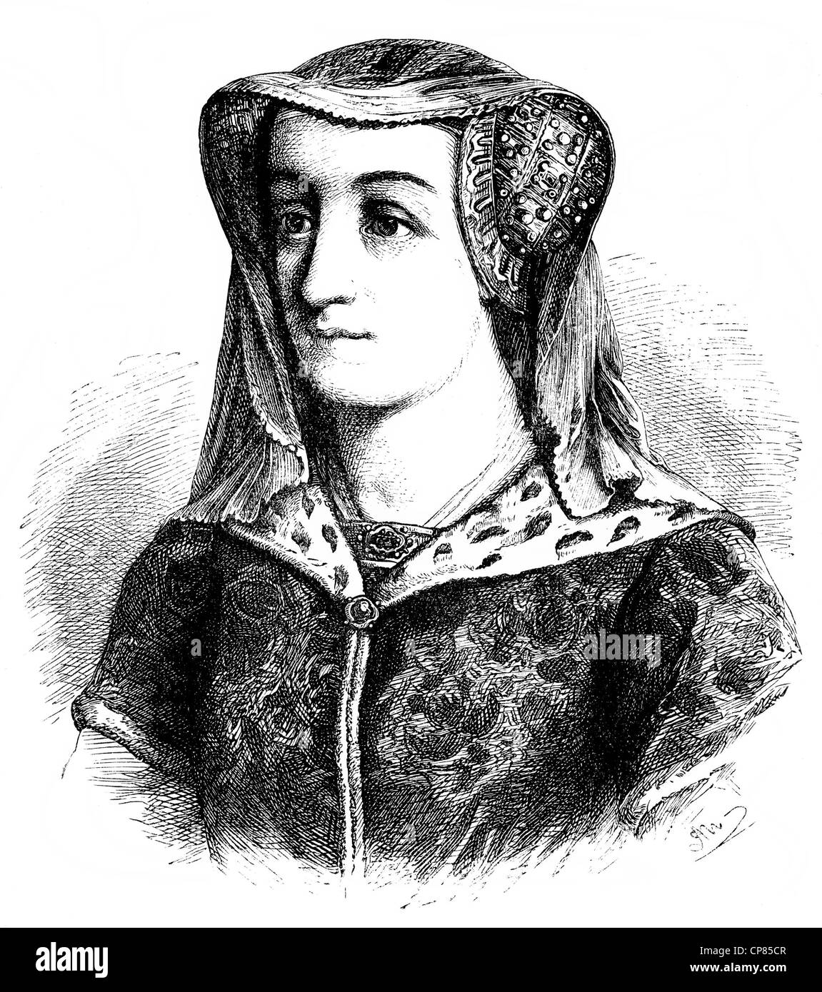 Jacqueline, Countess of Hainaut or Jacqueline of Wittelsbach, 1401 - 1436, legitimate daughter of Duke William II of Straubing-H Stock Photo
