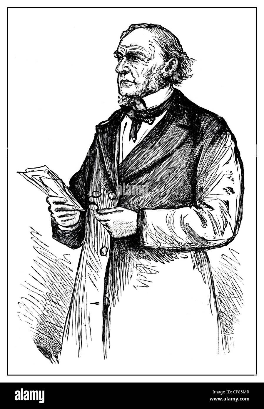 Portrait of the former British Prime Minister William Ewart Gladstone, historical engraving, 19th Century, Portrait des ehemalig Stock Photo