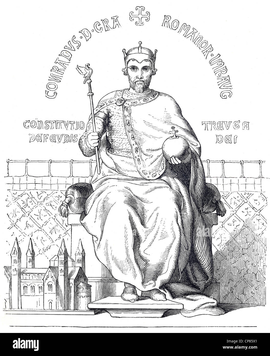 Conrad II, Conrad the Elder, 990 - 1039, historical illustration, 19th century, Konrad II. oder Konrad der Ältere (990 - 1039), Stock Photo