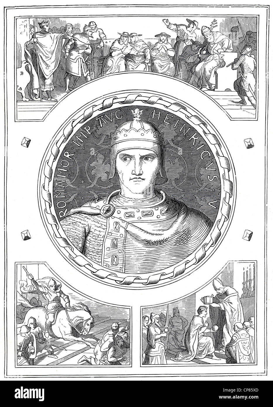 Henry V, 1081 - 1125, Historical illustration, 19th century, Heinrich V. ( 1081 - 1125) aus der Salier-Dynastie König und Kaiser Stock Photo