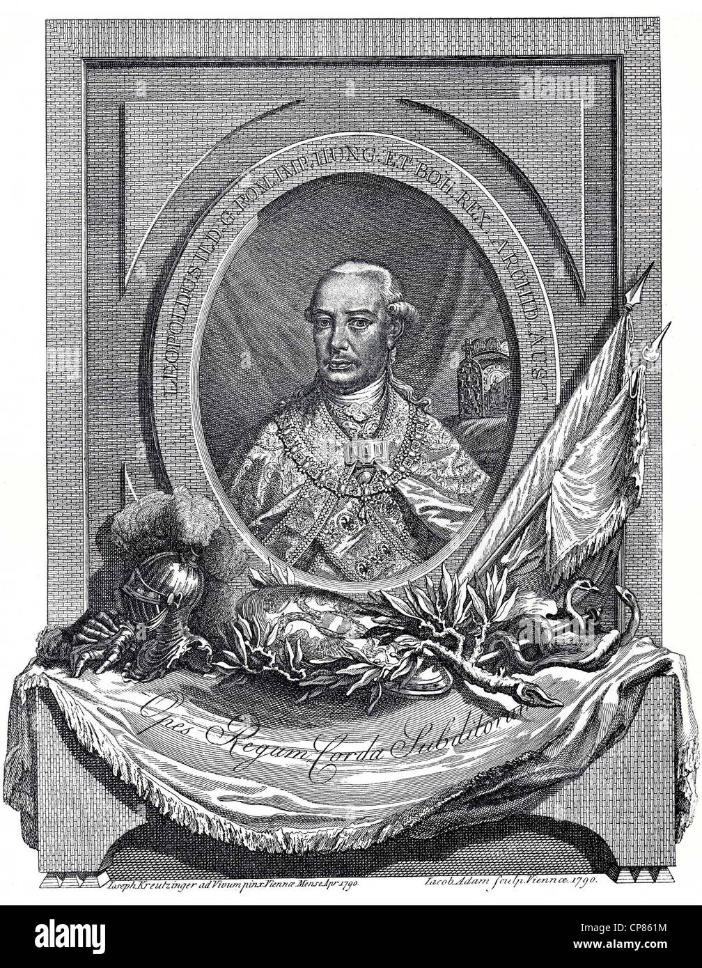 Leopold II, Peter Leopold, 1747 - 1792, copper engraving from the 18th Century, Leopold II. oder Peter Leopold (1747 - 1792 ), a Stock Photo