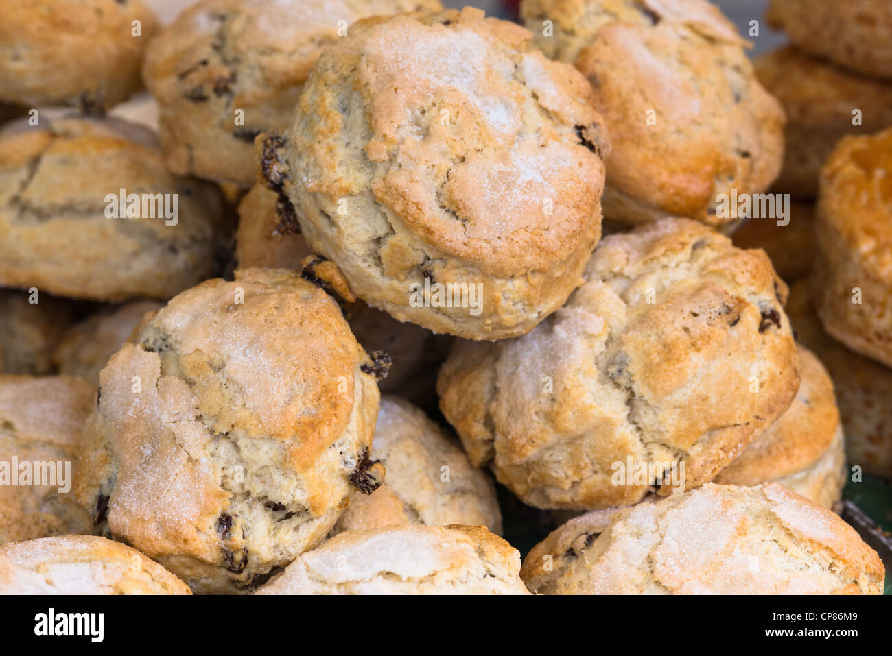 Scones for sale at market. UK. Stock Photo