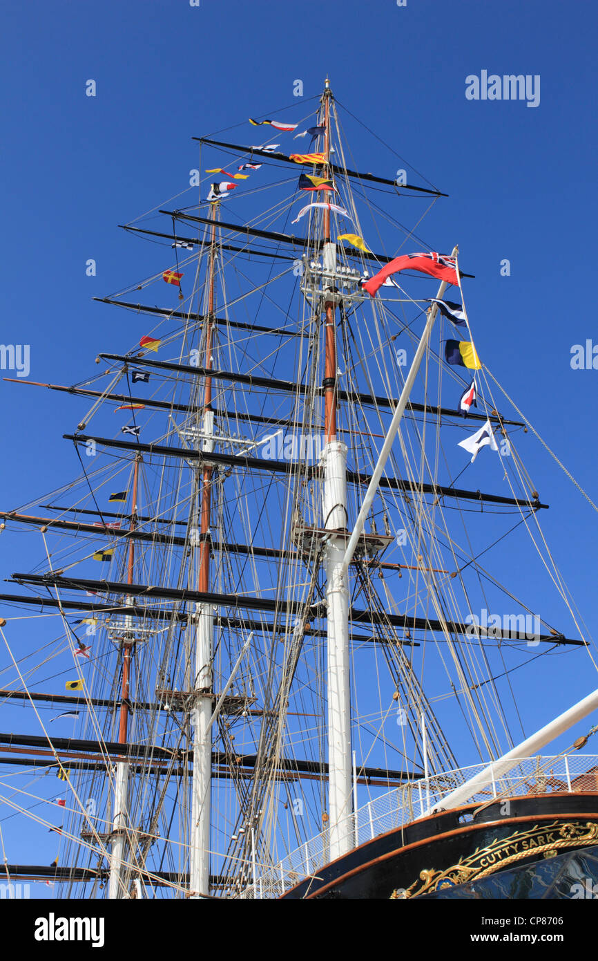 The Newly Restored Cutty Sark Tea Clipper Sailing Ship Moored Near The Thames At Greenwich