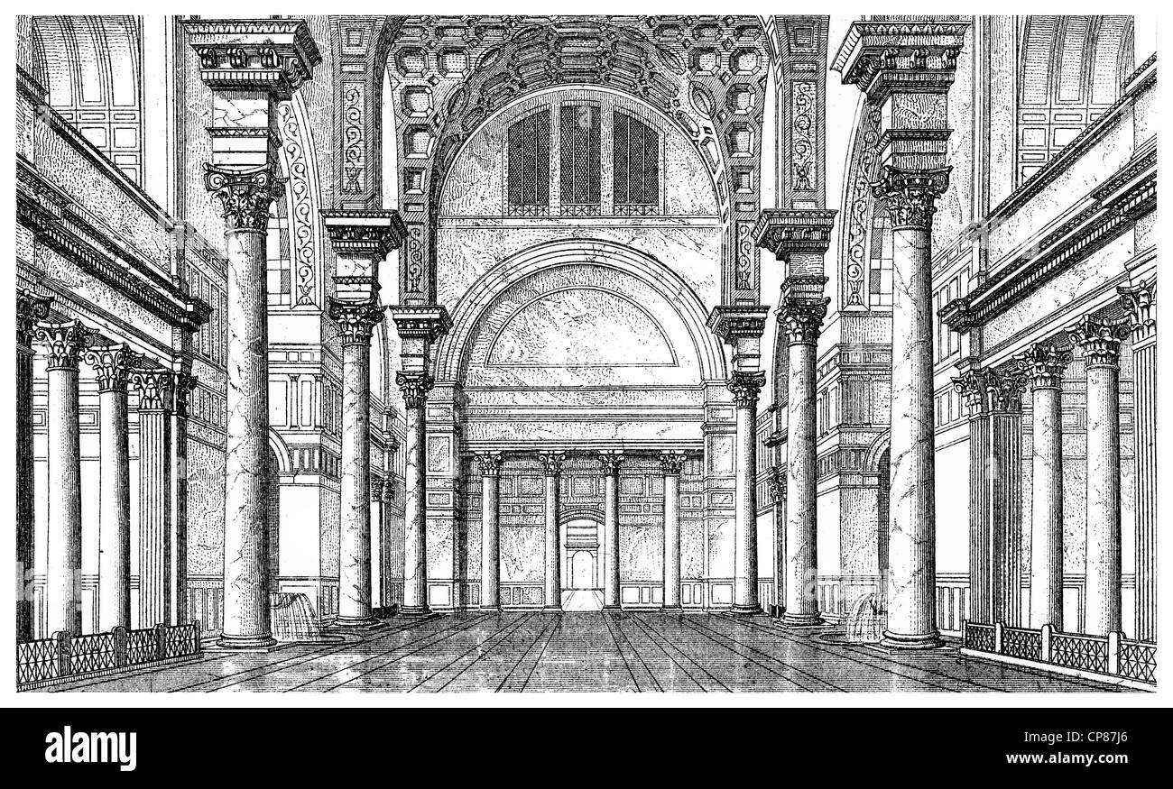 Baths of Caracalla, Thermae Antoninianae, ancient baths in Rome, Italy, 3rd Century, Historische, zeichnerische Darstellung, Die Stock Photo