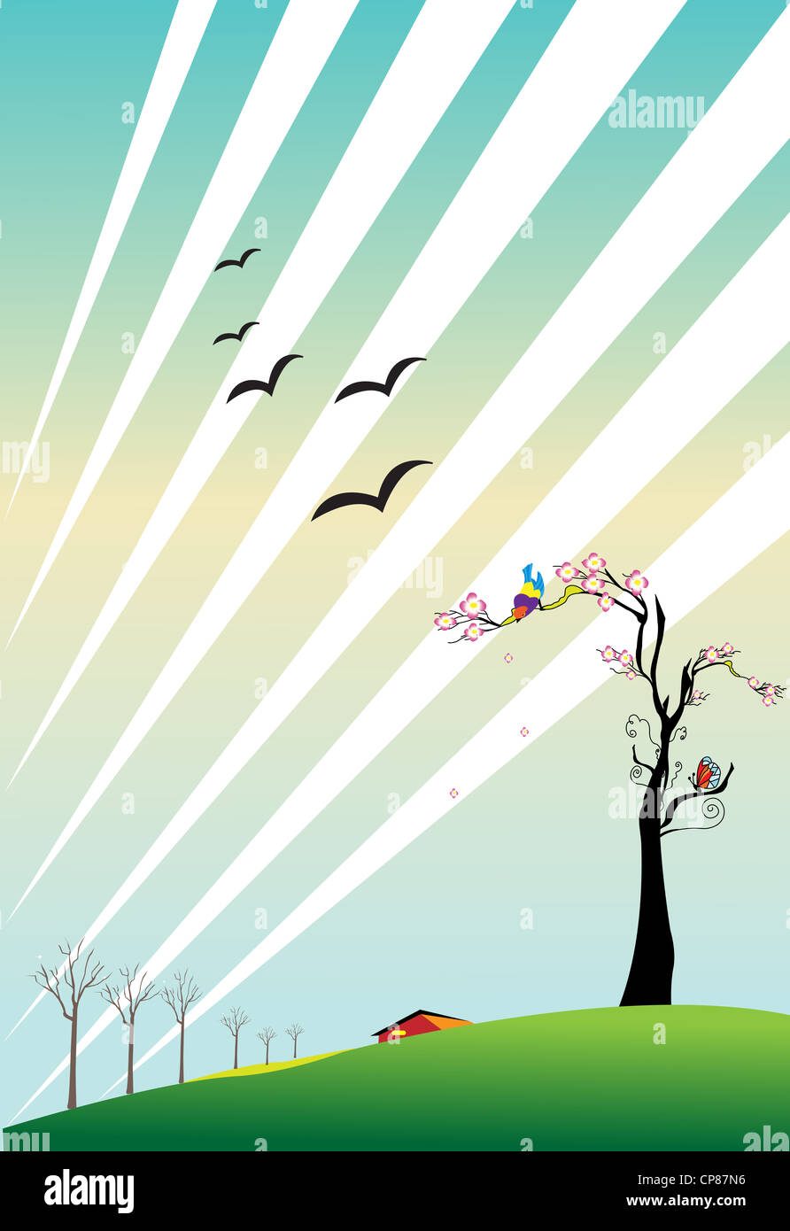 Illustration of a spring background Stock Photo - Alamy