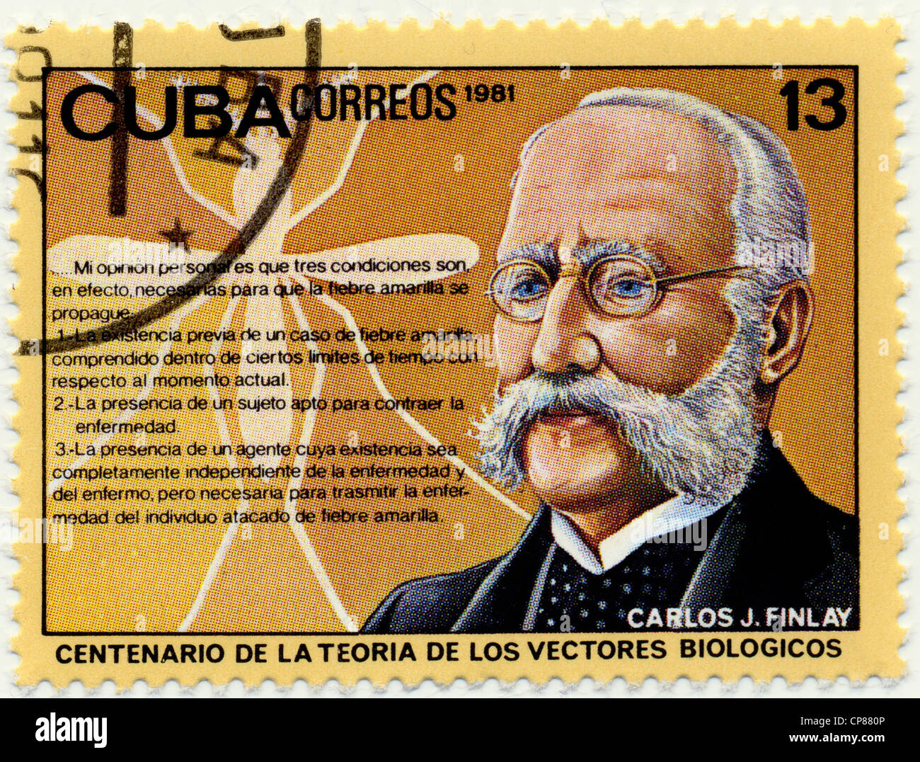 Historic postage stamps from Cuba, Historische Briefmarken, Carlos Juan Finlay de Barres, 1981, Kuba, Karibik Stock Photo