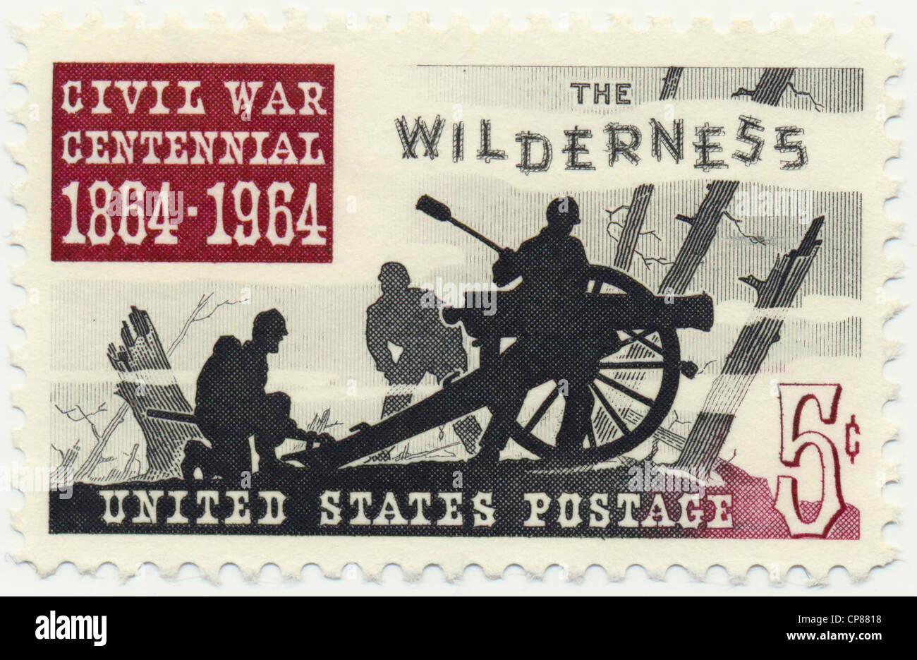 Historic postage stamp, Battle of the Wilderness, a battle of the American Civil War, Historische Briefmarken, 1964, Battle of t Stock Photo