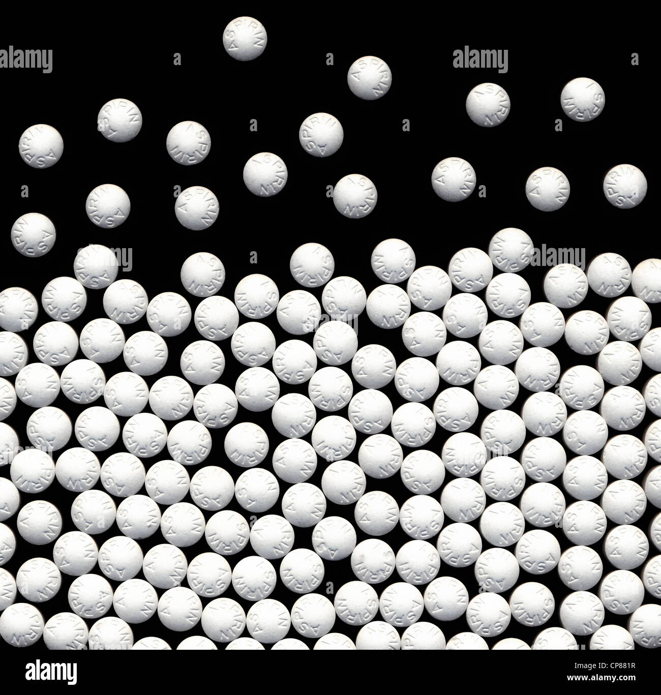 Many Aspirin tablets, Viele Aspirin Tabletten Stock Photo