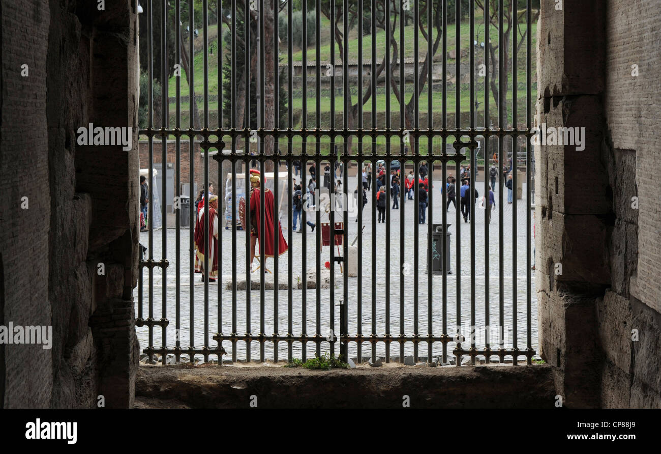 Modern day Gladiators next to the Colosseum in Rome, Italy. Stock Photo