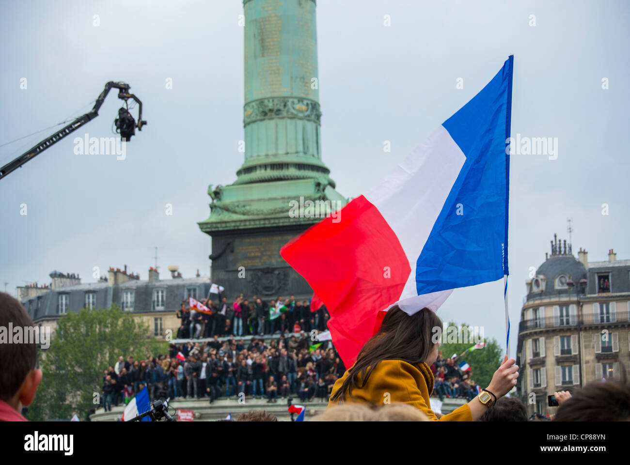 Paris, France, Crowd Celebrating Victory of the French Presidential