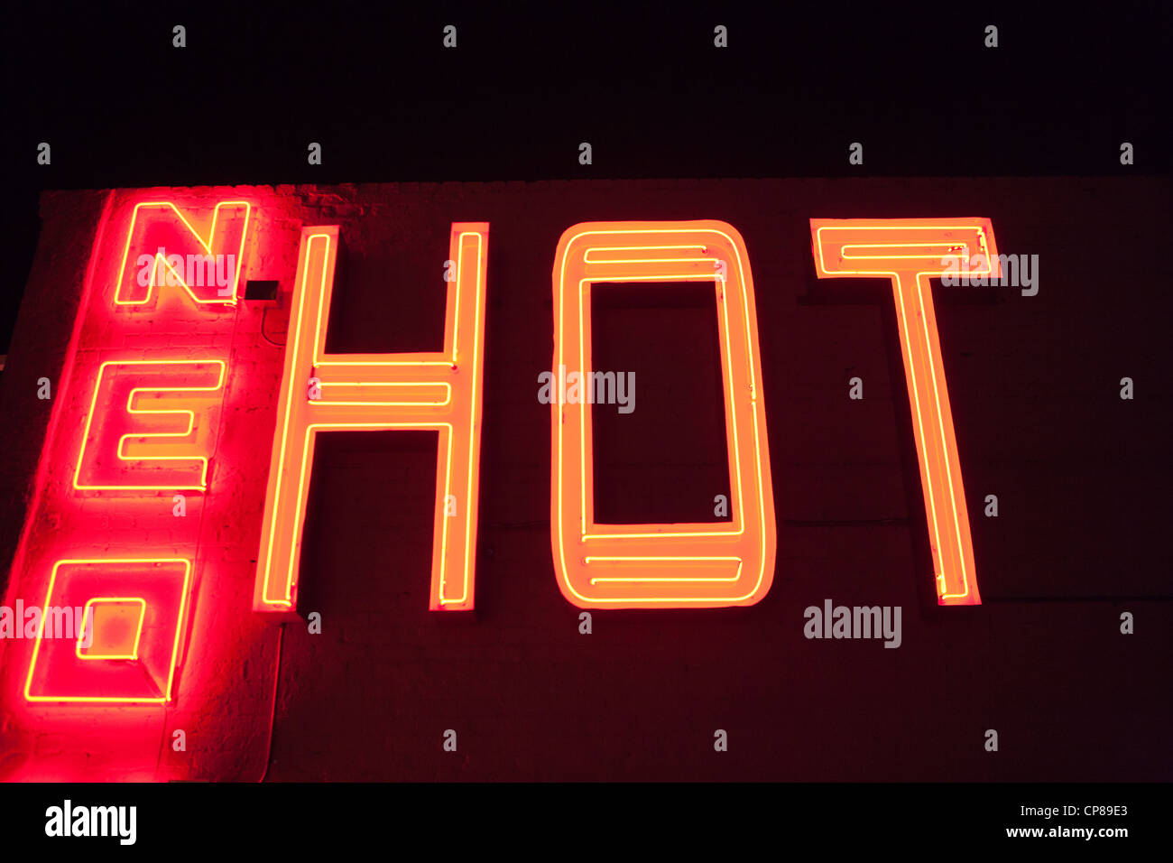 Neon sign HOT Stock Photo