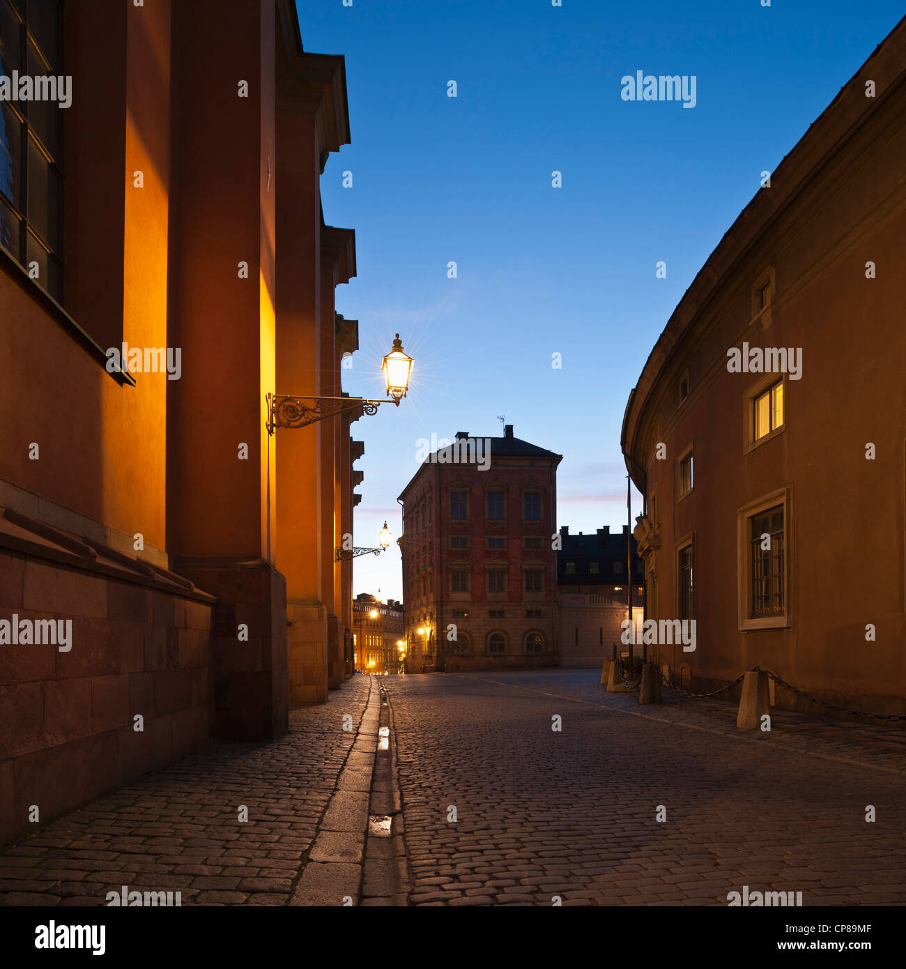 Gamla Stan - old town at night, Stockholm, Sweden Stock Photo