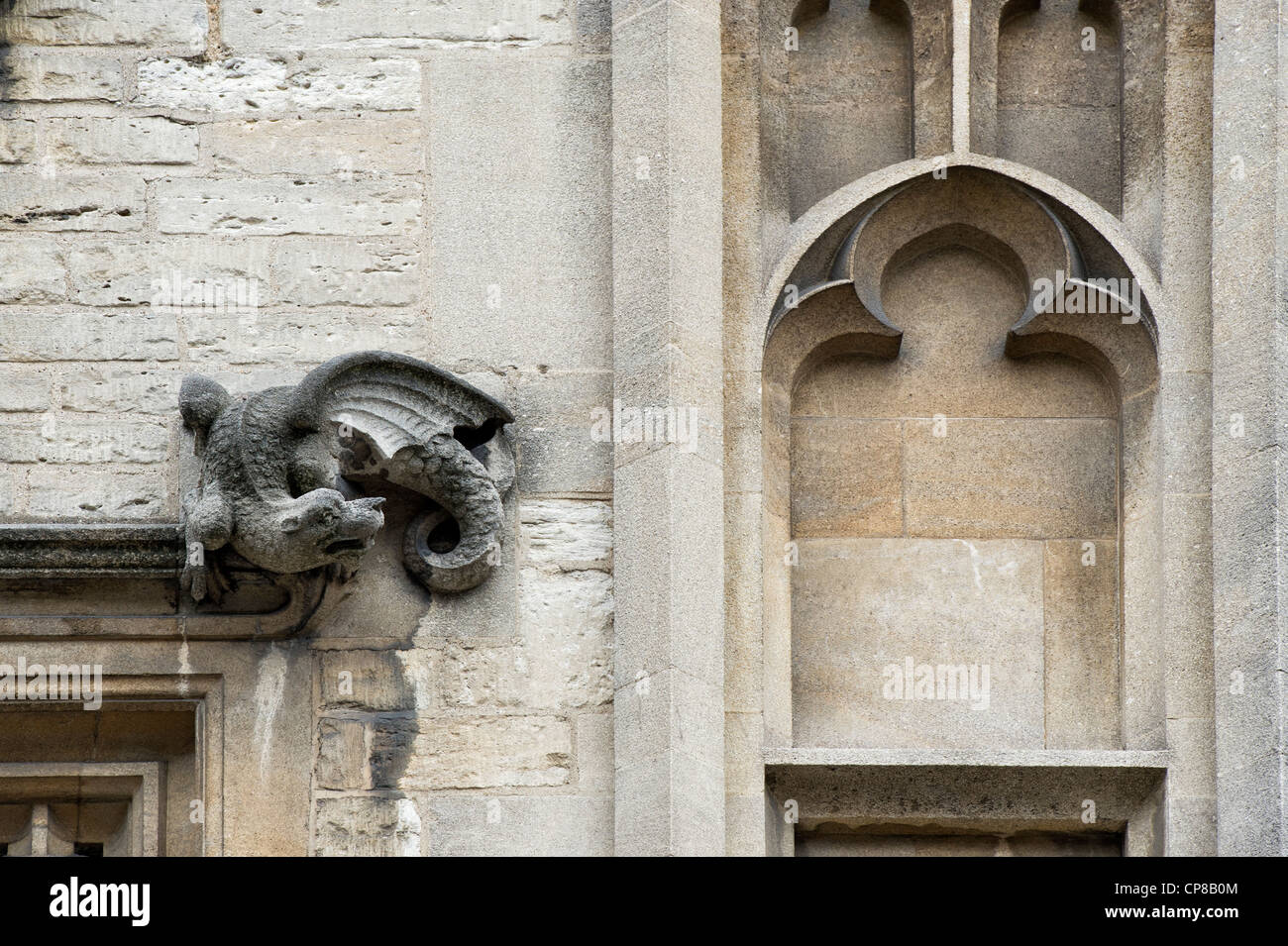 Dragon / Serpent stone carving, Oxford University. Oxford, Oxfordshire, England England Stock Photo