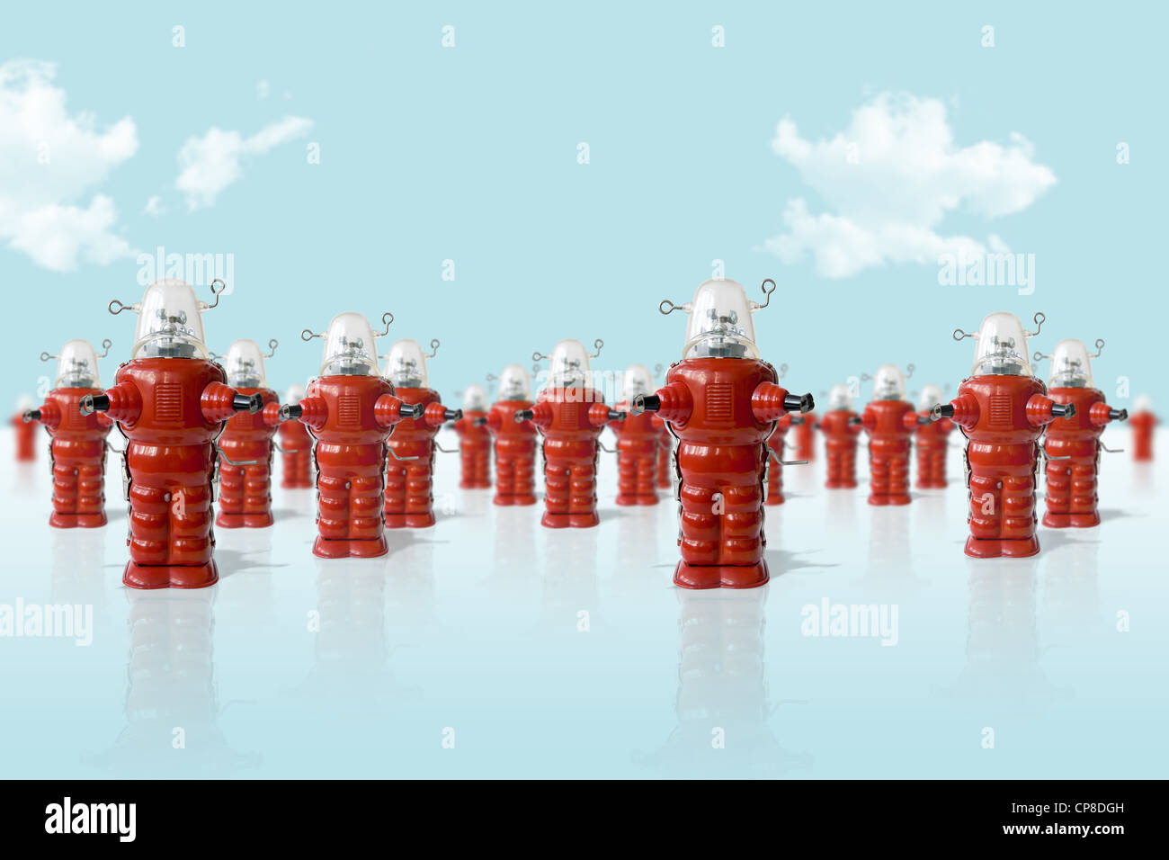 Old metal robots toys army Stock Photo Alamy