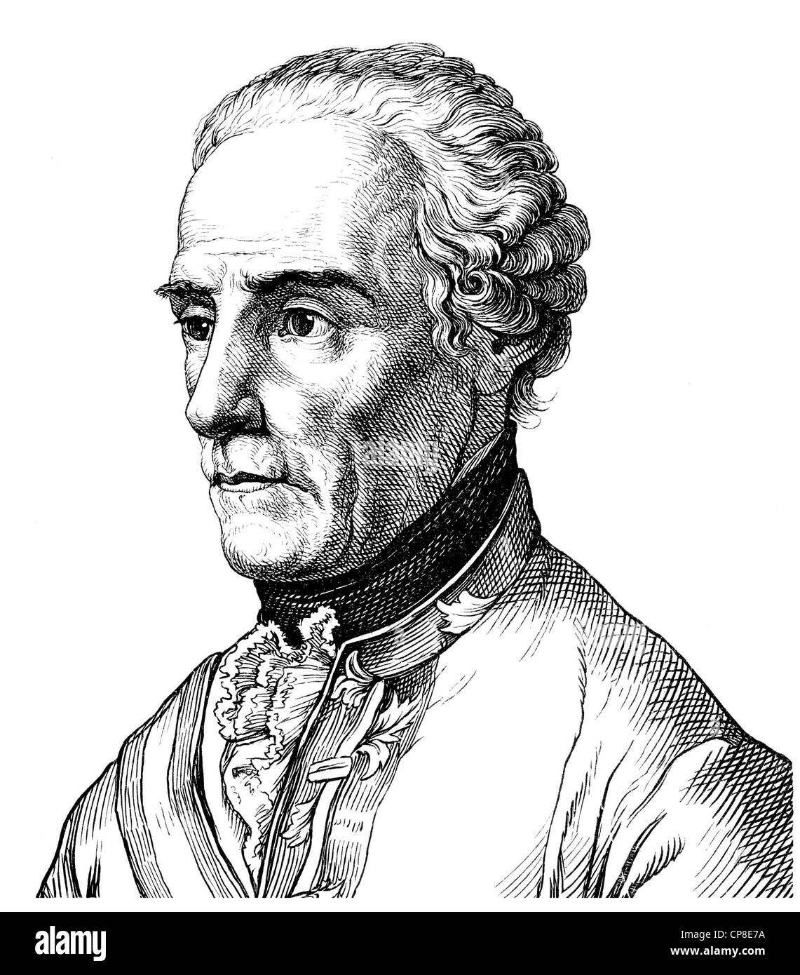 Gideon Ernst Freiherr von Laudon or Laudohn or Loudon, 1717 - 1790, an Austrian general, Historische Zeichnung aus dem 19. Jahrh Stock Photo
